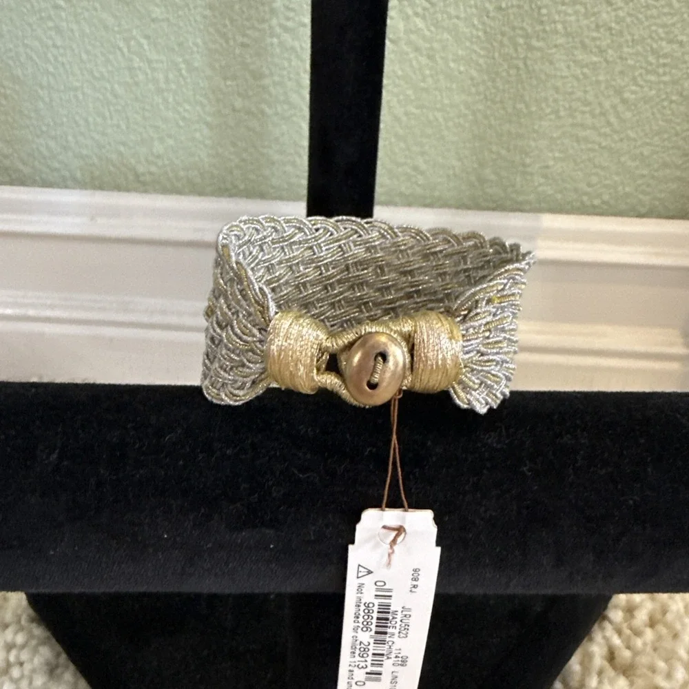 Lucky Brand Silver And Gold Celtic Knot Braided Mesh Bracelet 7.5 New With Tags